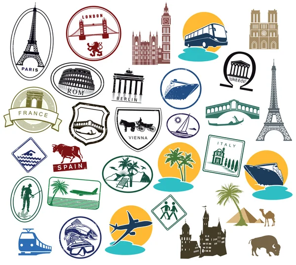 Europe Stickers and Stamps — Stock Vector