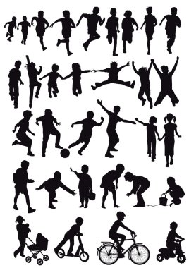 grup çocuk silhouettes