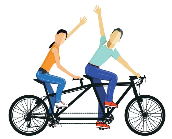 Una pareja conduce Tandem — Vector de stock