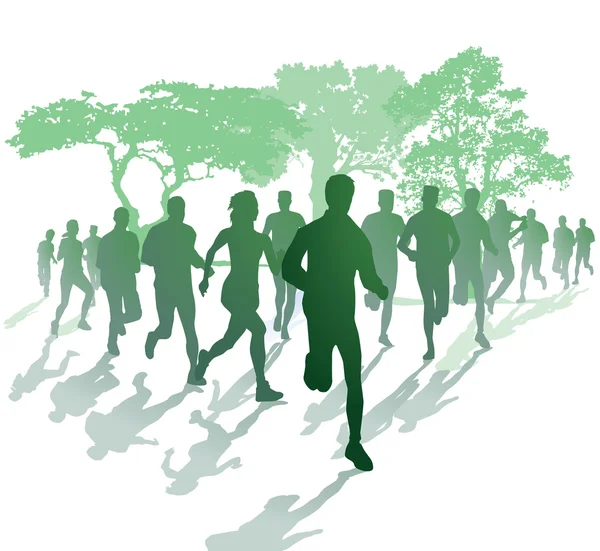 Maratona correndo no parque — Vetor de Stock