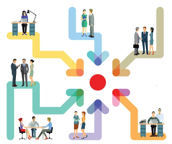 Collaboration des employés au bureau — Image vectorielle