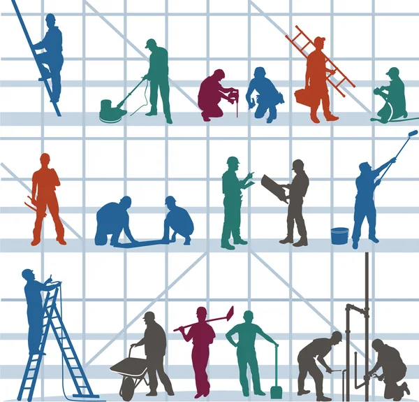 Travailleurs de la construction et artisans — Image vectorielle
