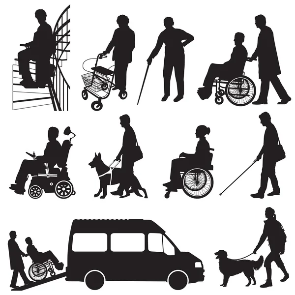 Disabili, portatori di handicap — Vettoriale Stock