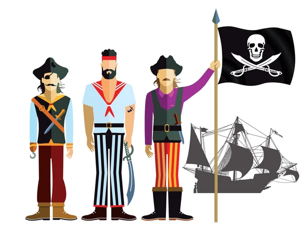 Corsario bucanero, pirata — Vector de stock