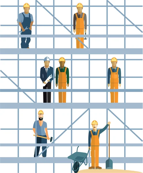 Byggnadsarbetare, människor — Stock vektor