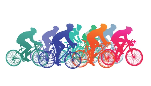 자전거 경주에서 자전거의 그룹 — 스톡 벡터