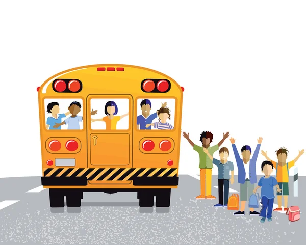 Bus scolaire avec écoliers — Image vectorielle