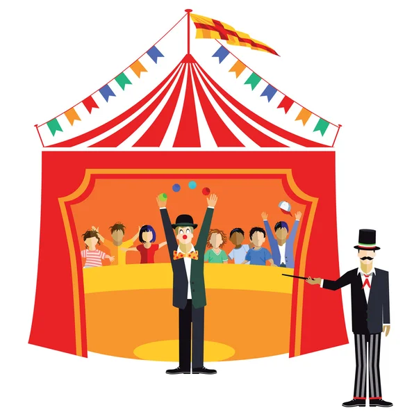 Circus with clown and ringmaster — Stock Vector