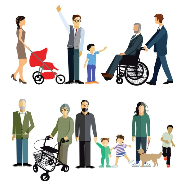 Familie generaties, handicap — Stockvector