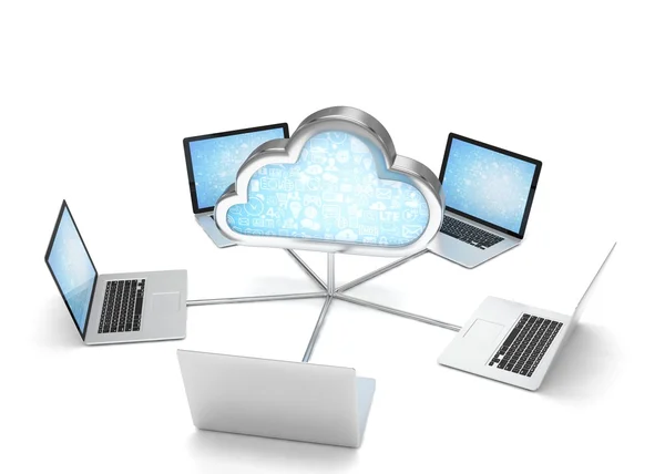 cloud symbol and laptops