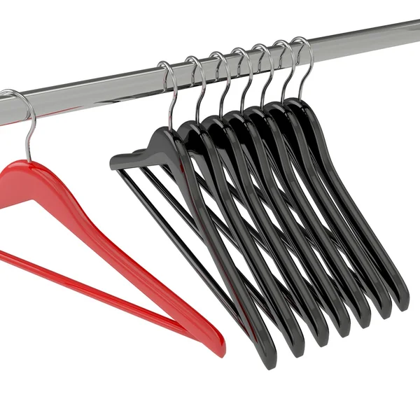 Black and white clothes hangers isolated on white Stock Photo by