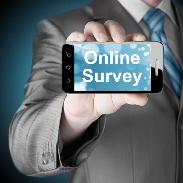 Businessman showing Online Survey