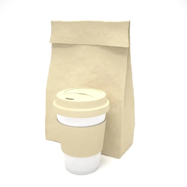 Coffee to go and lunch bag