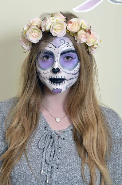 Maquillaje máscara de muerte mexicana —  Fotos de Stock