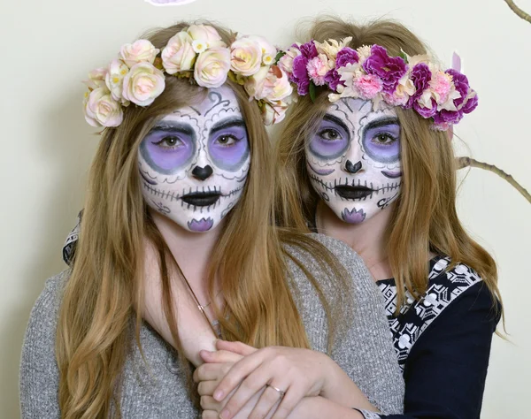 Makeup Mexican death mask — Stock Photo, Image