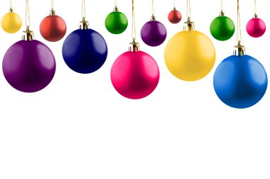 Beyaz üzerine Noel topları.