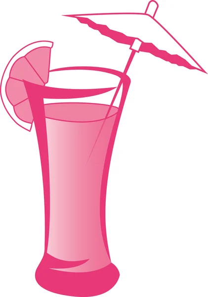 Juice glas med skiva av citrusfrukter och cocktail paraply — Stock vektor