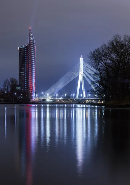 Lekkie Festiwal Staro Riga Riga rozpromieniony docenianie anniver — Zdjęcie stockowe