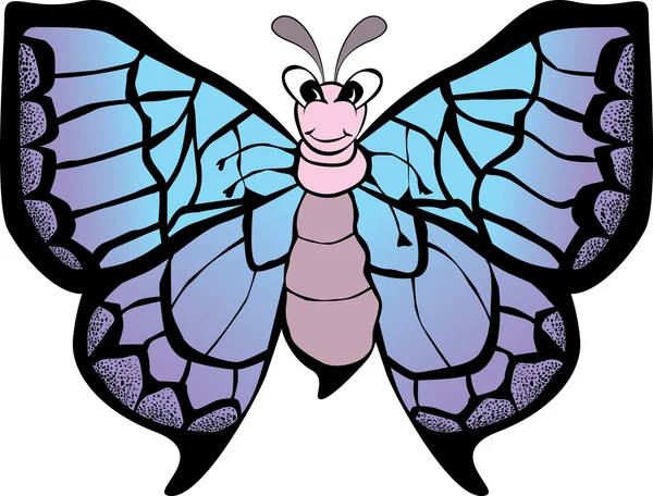 Divertida mariposa de dibujos animados — Vector de stock