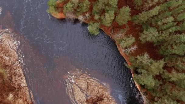 Vörös homokkő sziklák a Salaca folyó partján, Lettország — Stock videók