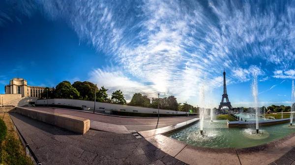 Panorama Wieży Eiffla w Paryżu, Francja — Zdjęcie stockowe