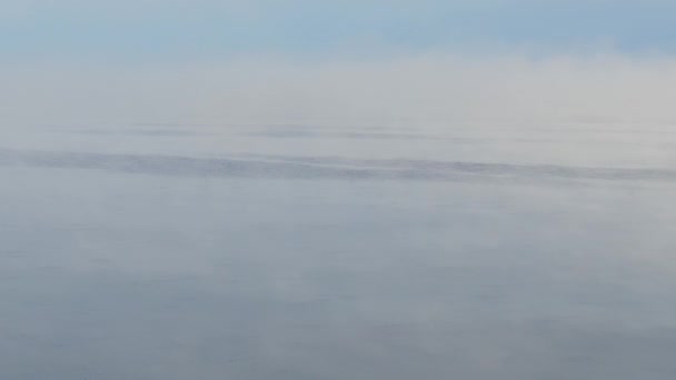 Nebbia sul mare calmo nella fredda giornata invernale — Video Stock