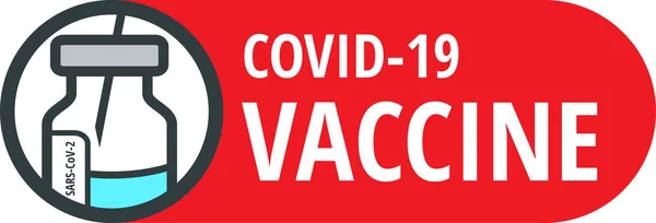 Coronavirus Covid-19 flacone di vaccino e segno della siringa — Vettoriale Stock