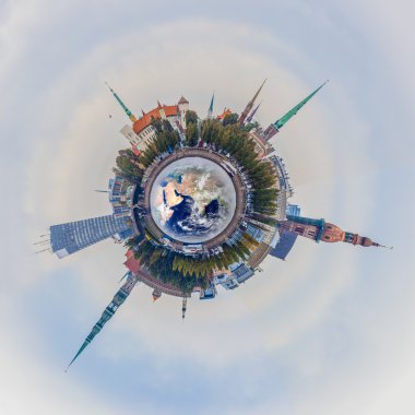 Riga eski şehir manzarası küçük gezegen