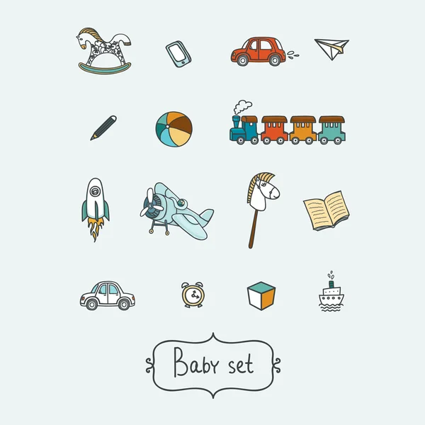 Cute set of baby and related items - Illustration — ストックベクタ