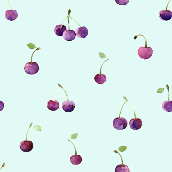 Naadloze patroon met aquarel cherry. — Stockvector