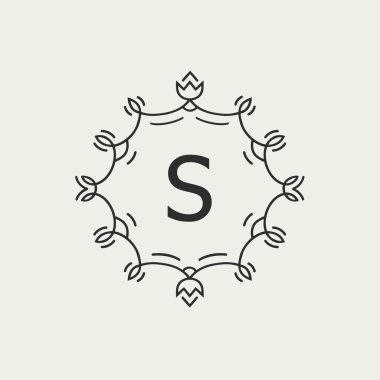 Zarif hat sanat Logo ve Monogram tasarım, vektör şablonu.