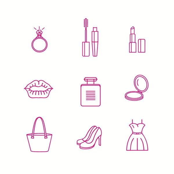 Icono de belleza y maquillaje ambientado en estilo lineal de moda . — Vector de stock