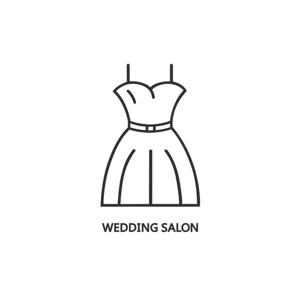 Plantilla de logotipo de estilo línea con vestido de novia . — Vector de stock