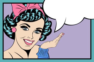 Pop Art konuşma balonu kızla Illustration. Pop Art kız