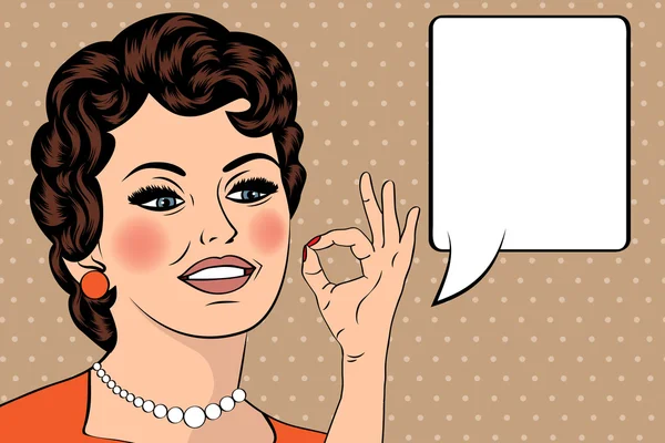 Pop sanat sevimli retro kadın çizgi roman tarzı Ok işareti ile