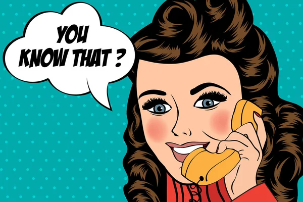 Sexy mooie vrouw chatten op de retro telefoon — Stockvector