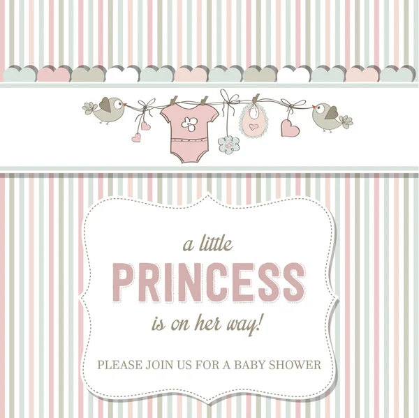 Shabby chic baby girl shower card — Stock Vector