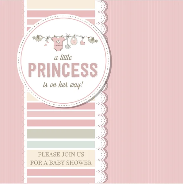 Shabby chic baby girl shower card — Stock Vector