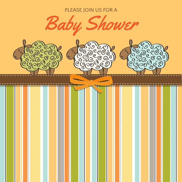 Delicate baby shower card with sheep — Stockvector