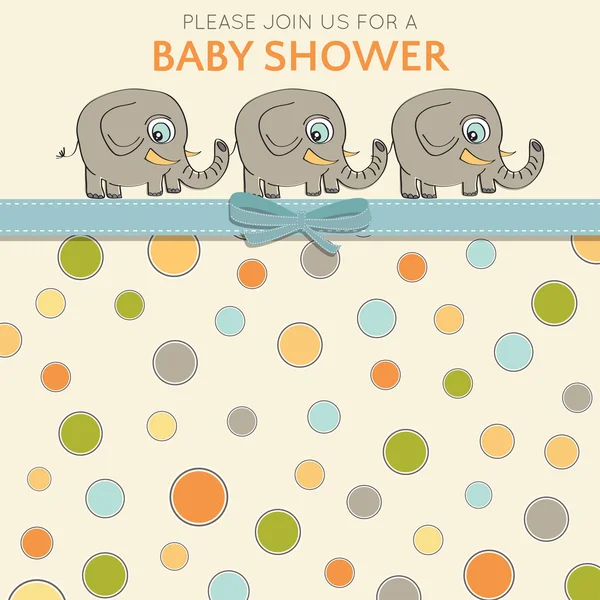 Carte de douche pour bébé délicate avec petits éléphants — Image vectorielle