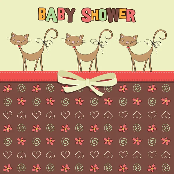 Cartão de banho de bebê delicado com gatos — Vetor de Stock