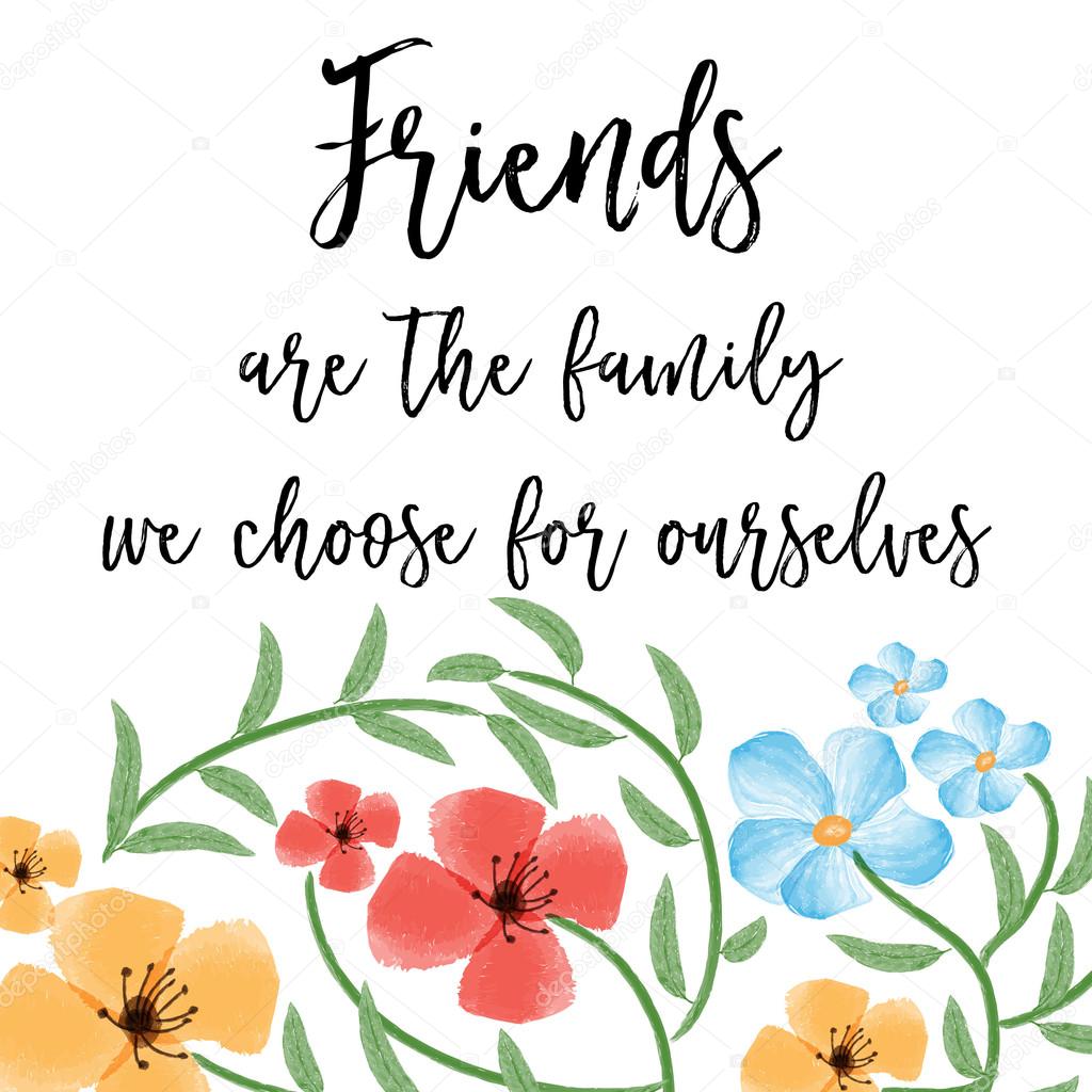 Beautiful friendship quote with floral watercolor background Stock ...