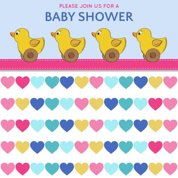 Delicate baby shower card with duck toys — Stock Vector