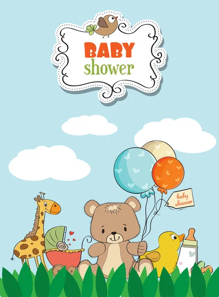 Cartão de chuveiro lindo bebê — Vetor de Stock