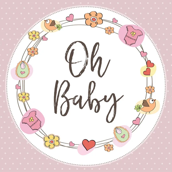 Baby Mädchen Dusche Karte — Stockvektor