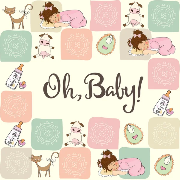Baby flicka dusch kort — Stock vektor