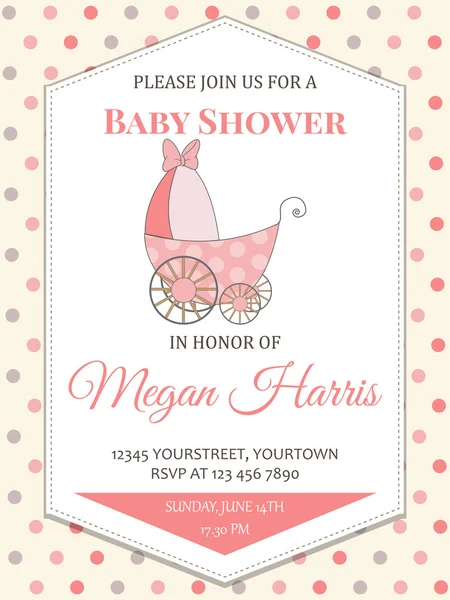 Delicata doccia per neonata con passeggino — Vettoriale Stock