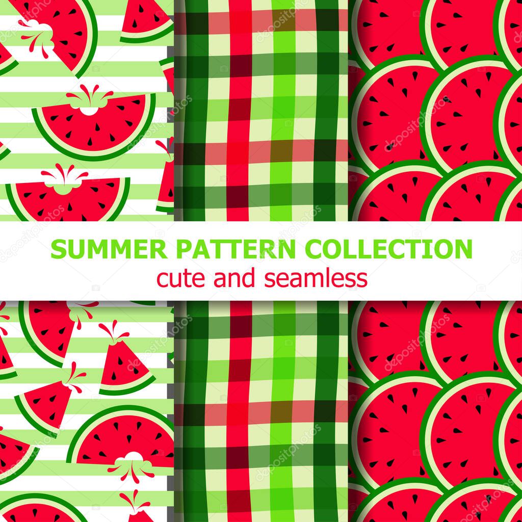 summer pattern collection. Watermelon theme. Summer banner. Vector
