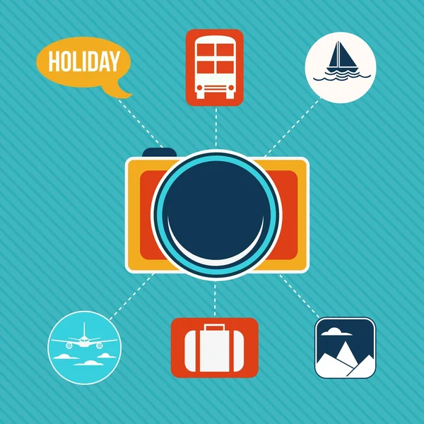 Conjunto de iconos de concepto de diseño plano para vacaciones y viajes — Vector de stock