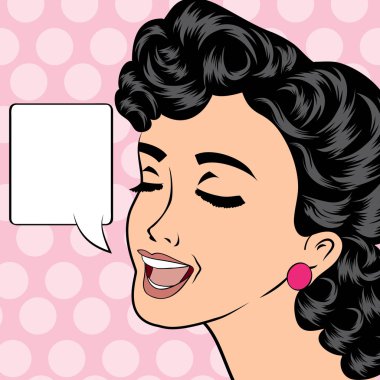 Pop sanat sevimli retro kadın çizgi roman tarzı